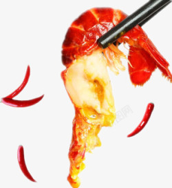 食物辣椒筷子夹小龙虾高清图片