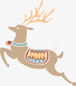 褐色奔跑圣诞节驯鹿素材