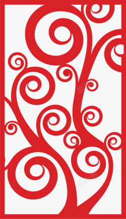 红色树状花纹镂空隔断素材