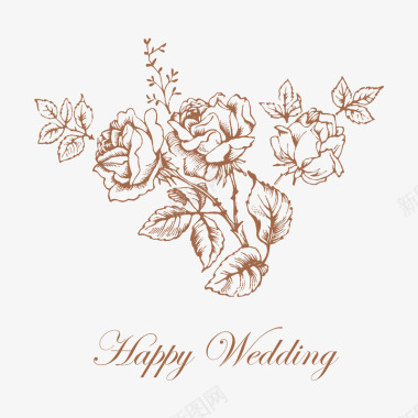 婚礼设计手绘植物花卉图标图标
