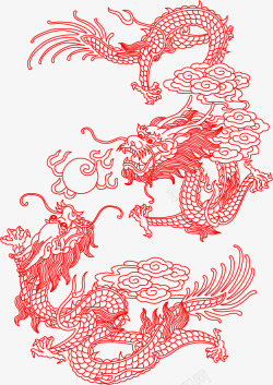 中国文化二龙戏珠剪纸高清图片