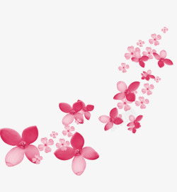 粉色手绘花朵飘落漂浮素材