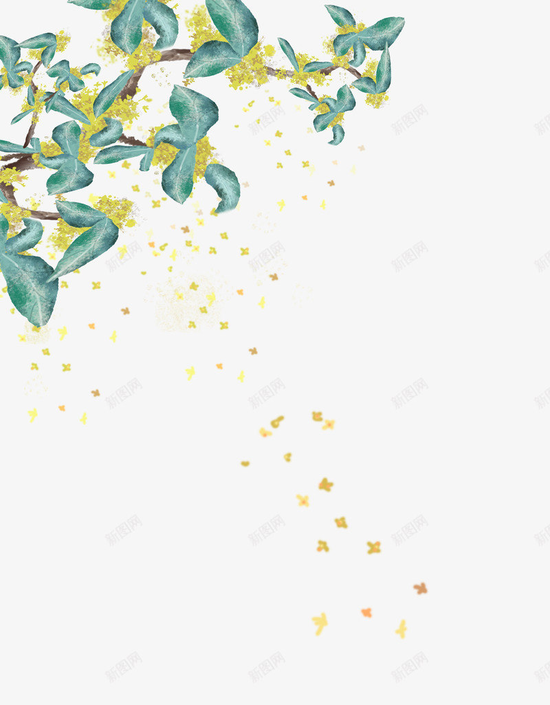 手绘中秋节桂花元素psd免抠素材_88icon https://88icon.com 中华文化 中秋节 传统节日 手绘 桂树 桂花 桂花插画 飞扬桂花效果