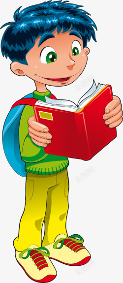 开学季看书的小男孩素材