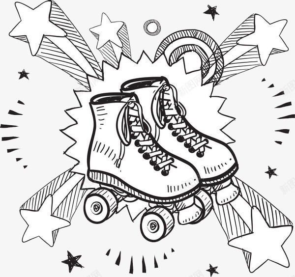 一双崭新的溜冰鞋png免抠素材_88icon https://88icon.com 卡通 手绘 星星 溜冰 溜冰鞋 爱好 艺术 设计