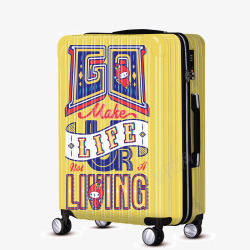 大容量旅行箱黄色涂鸦卡通行李箱产品图高清图片