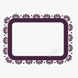 卡通紫色花纹矩形相框矢量图素材
