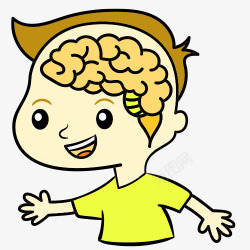 大脑细胞康复小男孩脑血管卡通图高清图片