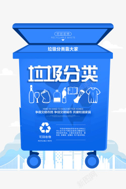 干湿垃圾垃圾分类可回收物高清图片
