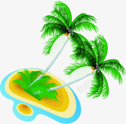 卡通海岛沙滩椰子树素材