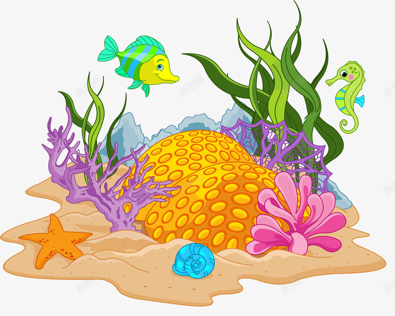 卡通深海植物和鱼png免抠素材_88icon https://88icon.com 卡通 植物 水生 海底 海洋 深海 深海植物 生机勃勃 鱼