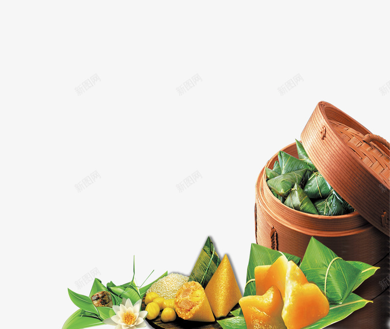 荷花粽子psd免抠素材_88icon https://88icon.com 端午粽 端午节 粽子 粽子插图 粽子照片 荷花 蒸笼