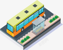 立体模型公交车站矢量图素材