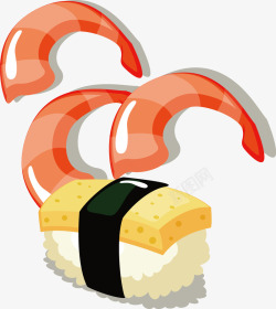 海鲜海苔手绘美食虾尾奶酪矢量图高清图片
