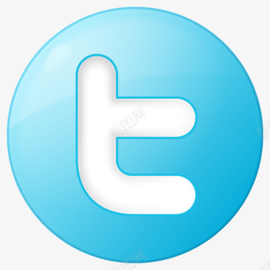 社会推特按钮蓝色社会书签图标图标