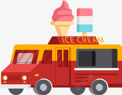 卡通冰淇淋车子图矢量图素材