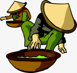 卡通手绘戴着草帽的茶农人物素材