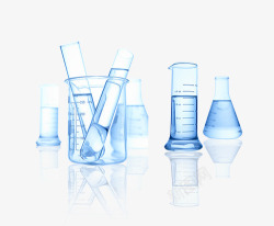 蓝色玻璃瓶子化学实验器具高清图片