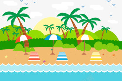 沙滩风景插图矢量图素材