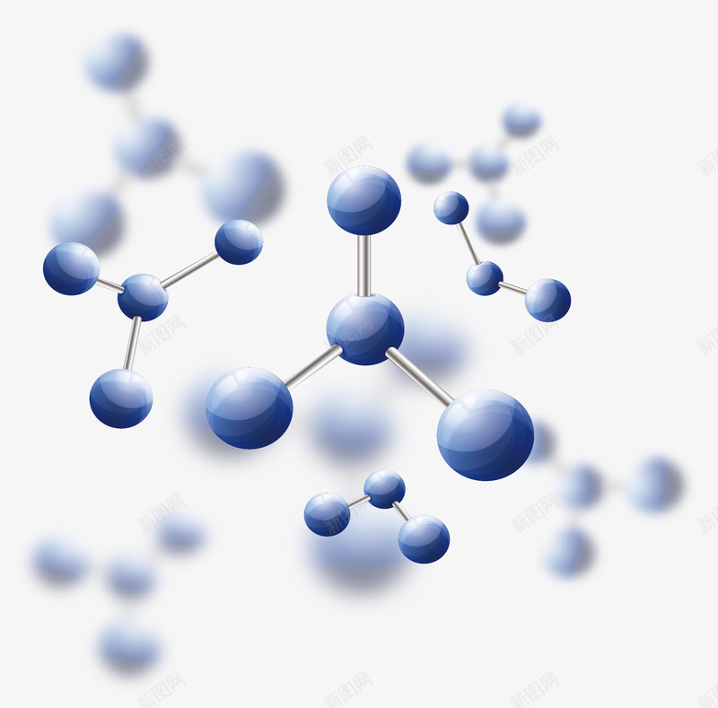 蓝色科技生物分子png免抠素材_88icon https://88icon.com 二氧化碳分子结构 分子元素 分子示意图 分子结构 医疗 生物医疗 矢量png 科技感 蓝色分子