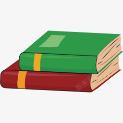 红色绿色书本牛皮纸素材