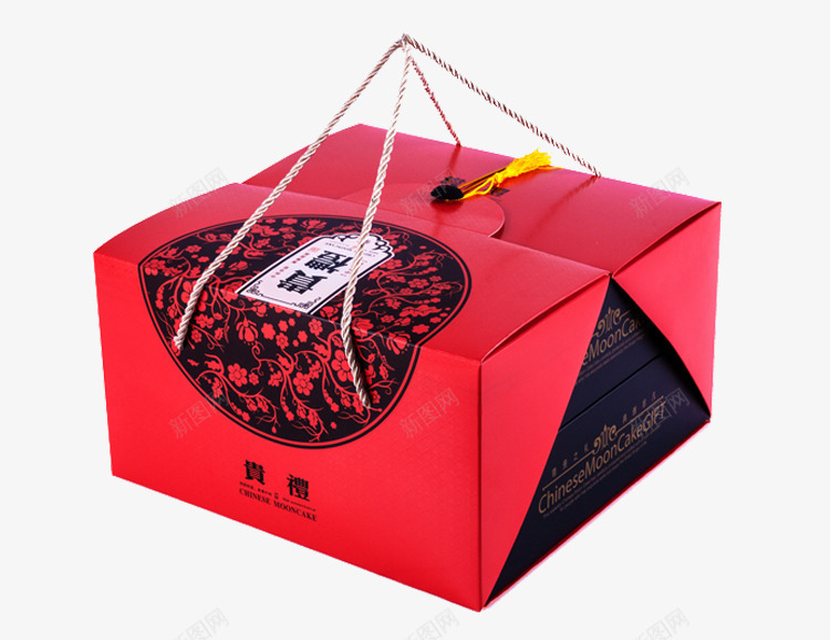 手提式流苏月饼盒png免抠素材_88icon https://88icon.com 中秋月饼盒 糕点礼盒 红色盒子
