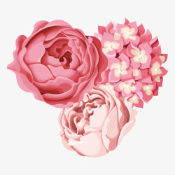 粉色三角锥立体插画母亲节立体纸雕花朵装饰高清图片