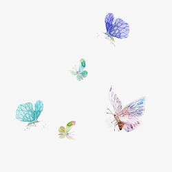 唯美温馨手绘水彩蝴蝶元素高清图片