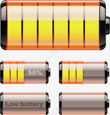 卡通电量显示电池矢量图图标图标