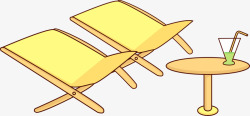 卡通黄色沙滩躺椅素材