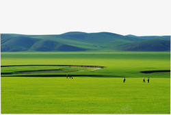 蒙古远山草地蒙古草原高清图片