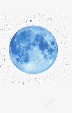 蓝色月亮免抠png手绘蓝色月亮图高清图片