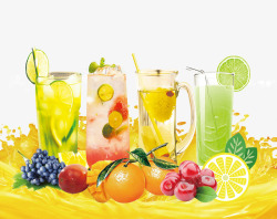 夏日柠檬饮料鲜榨果汁夏日畅饮主题装饰高清图片