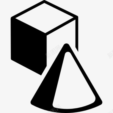 广场立方体和锥体的阴影图标图标