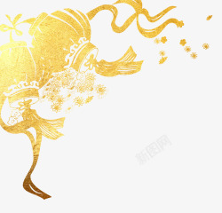 金狗PNG春节金色手绘灯笼图高清图片