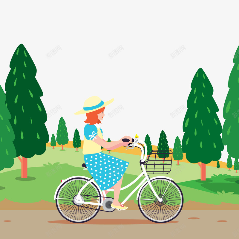 创意公园骑单车的女子矢量图ai免抠素材_88icon https://88icon.com 人物设计 公园 创意 卡通 女子 风景设计 骑单车 矢量图