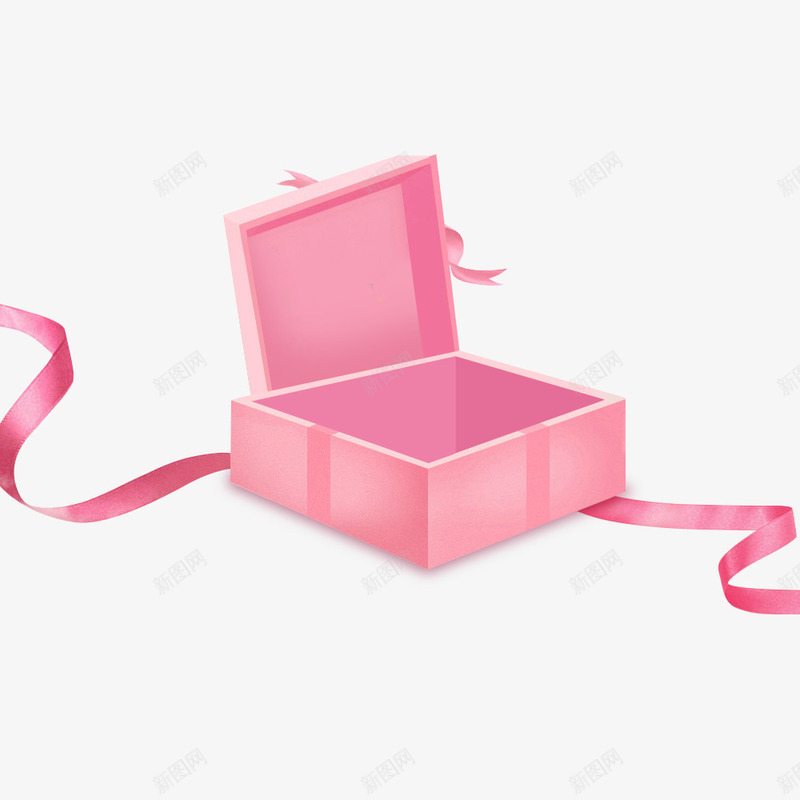 粉红色盒子png免抠素材_88icon https://88icon.com 25D盲盒 丝带 手绘 礼盒 粉红色 纸盒