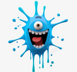 立体人体细菌蓝色怪物高清图片