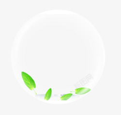 漂浮的小清新气泡绿叶素材