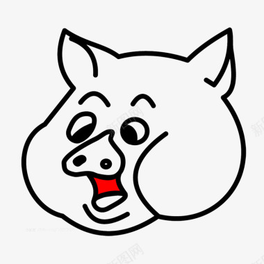 红色舌头猪头猪简笔画图标图标