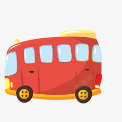 红色大巴卡通可爱的大巴车矢量图高清图片