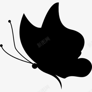 黑色设计蝴蝶的黑色形状向左图标图标