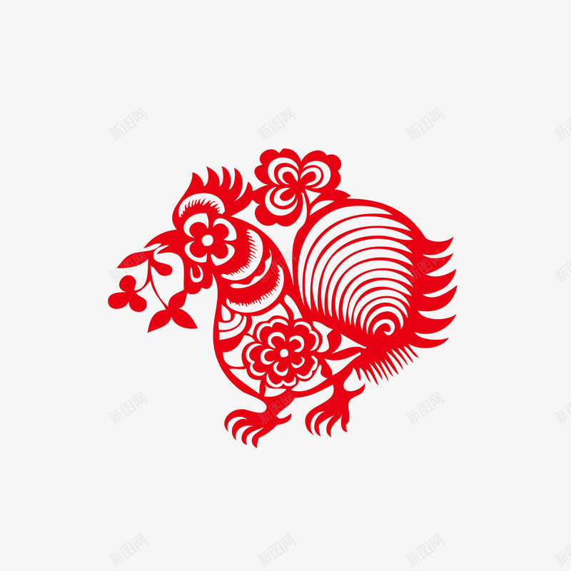 吉祥鸡剪纸png免抠素材_88icon https://88icon.com 免费png素材 剪纸 吉祥 新年 贴画 鸡