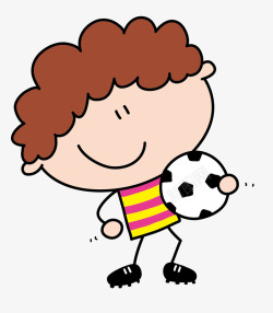 玩足球卡通手绘玩足球的男孩高清图片