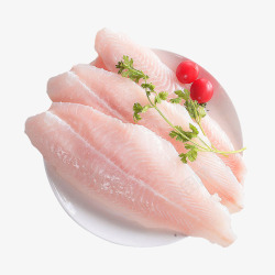 海鲜涮烤菜品巴沙鱼柳无骨鱼片高清图片