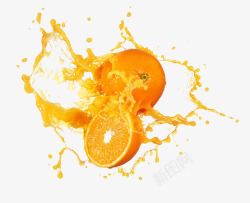 果汁特效创意水果橙子橙汁装饰高清图片