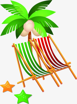 椰子树沙滩椅背景素材