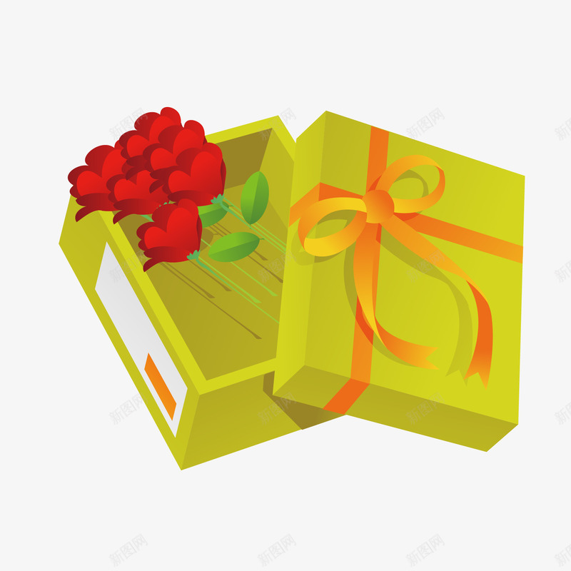礼物盒里的玫瑰png免抠素材_88icon https://88icon.com 丝带结 玫瑰 盒子 礼物