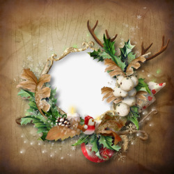 卡通圣诞麋鹿鹿角装饰相框素材