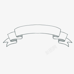 手绘简约黑线框手绘简约丝带标题框高清图片